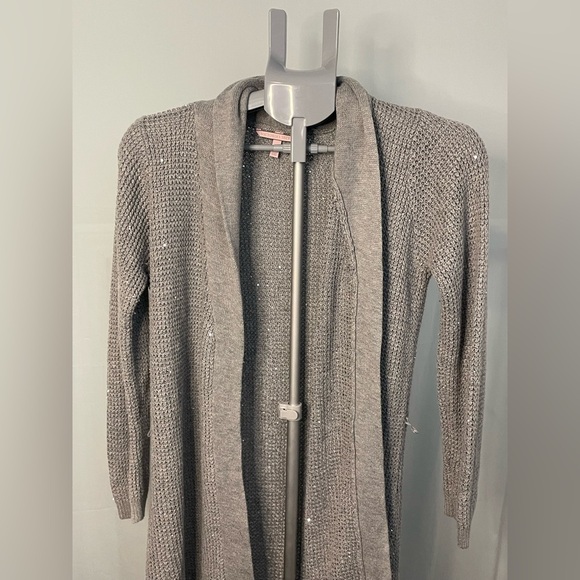 Victoria's Secret Grey Silver Cardigan sparkly sequin sweater LARGE - Picture 4 of 12